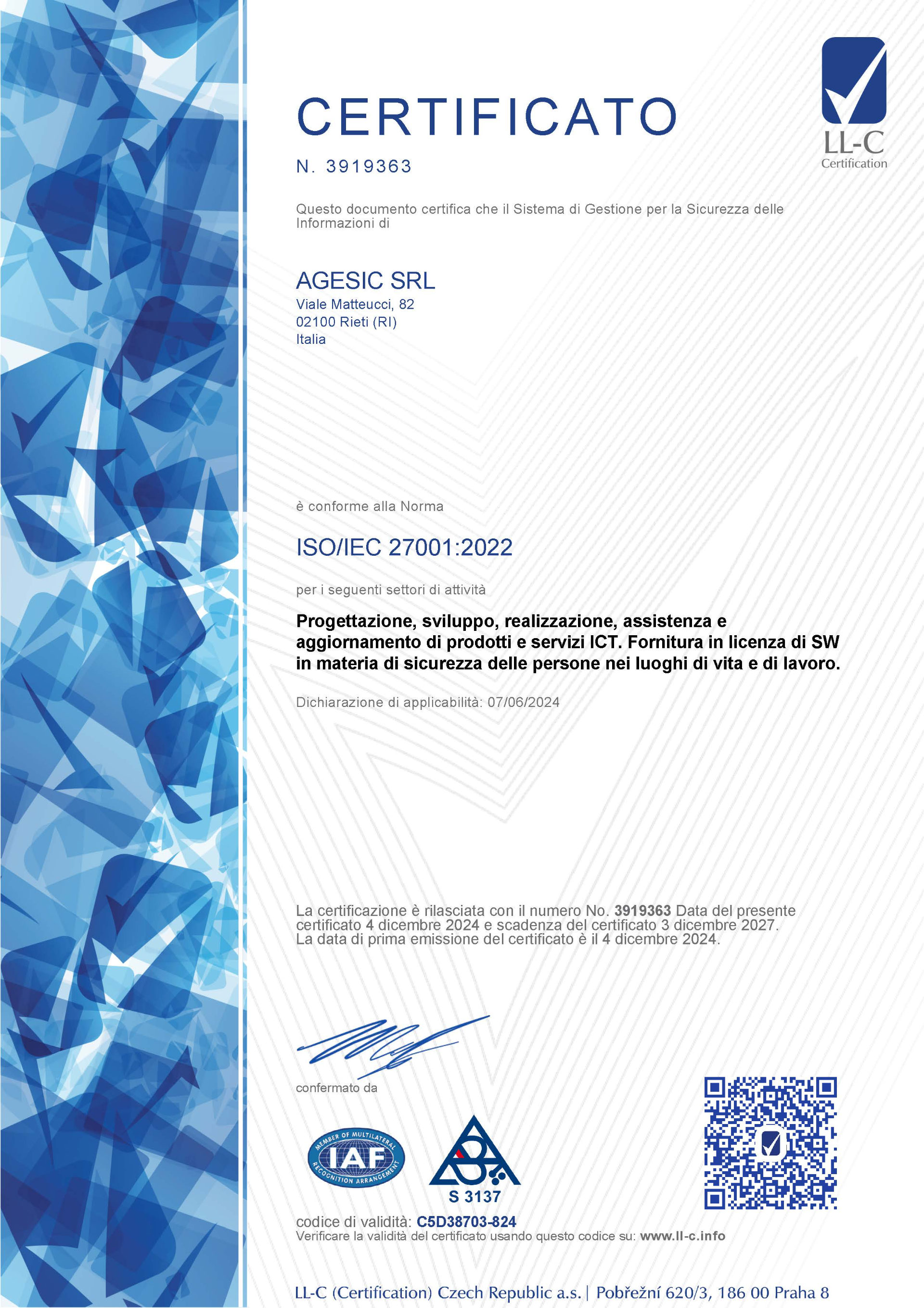 Certificazione ISO 45001